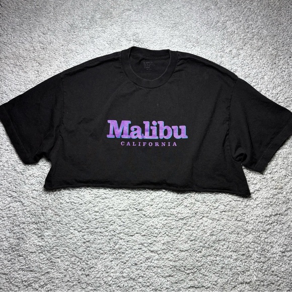 John Galt Tee One Size Crop Top Malibu California Crewneck Oversized Beach Party - Picture 1 of 4